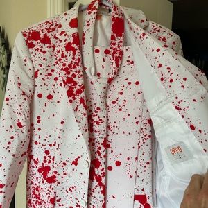 Opposuits Men’s Blood Splatter Suit with Jacket Pants and Tie for Halloween